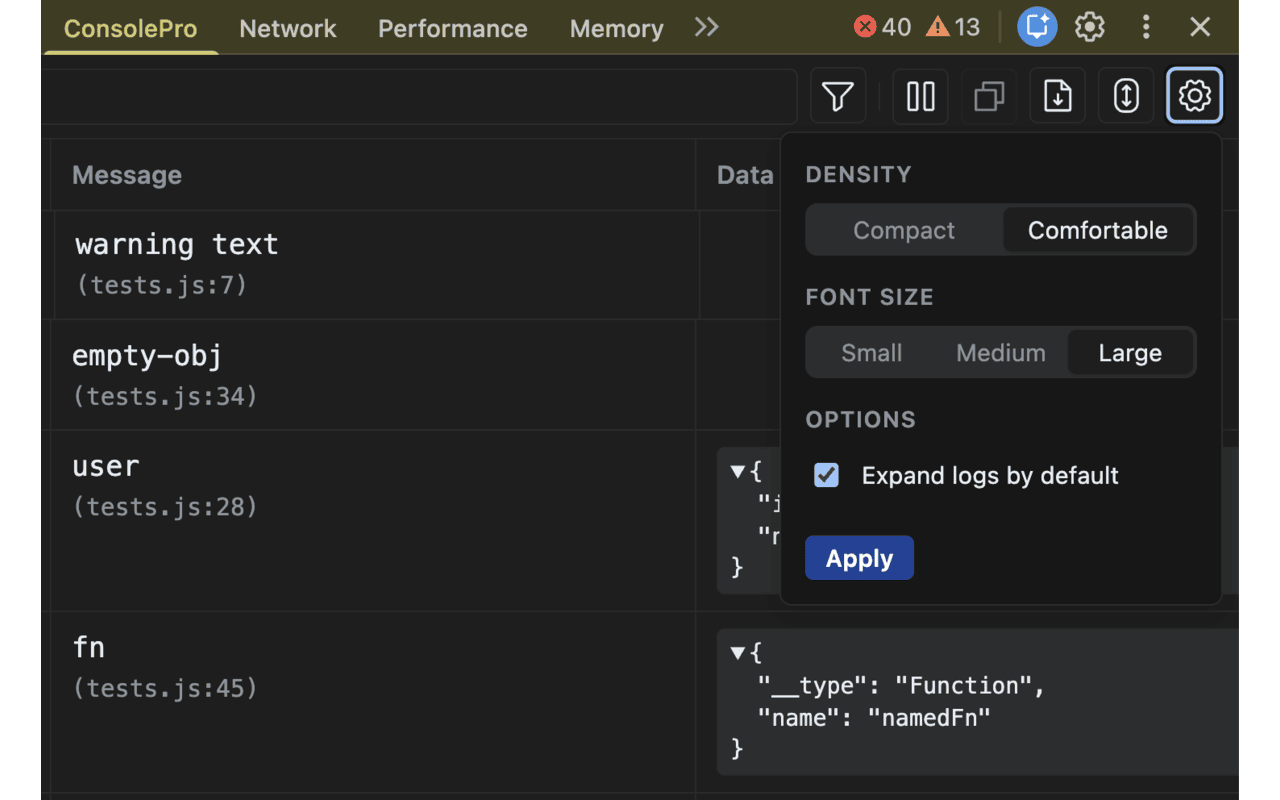 Advanced log filtering and search